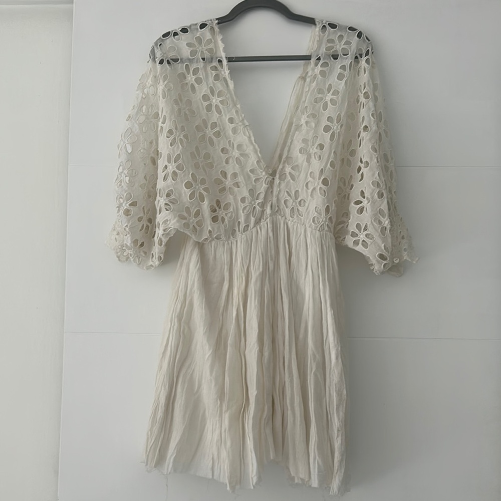 Free People Cream Floral Mini Dress